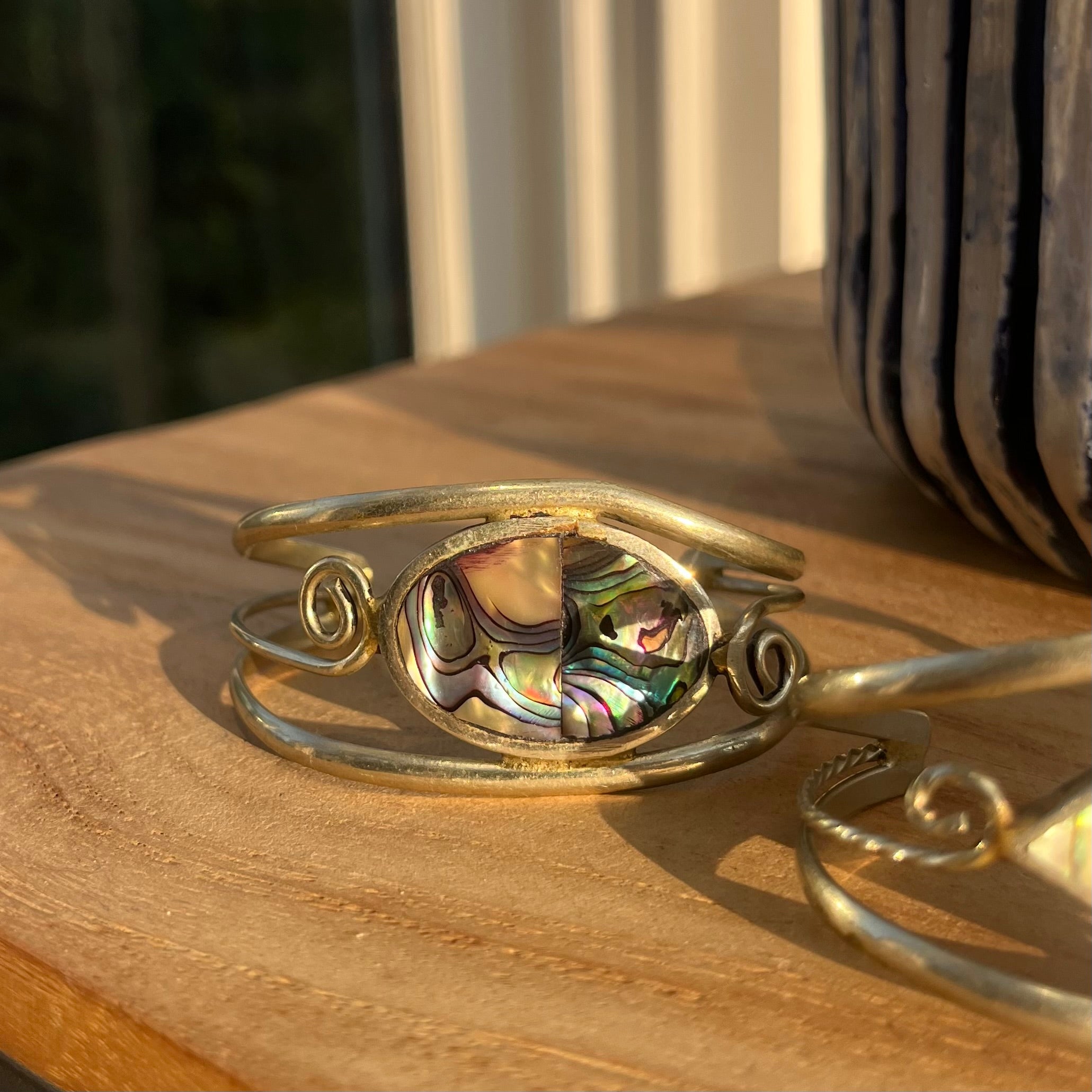 Vintage mother of pearl cuff bracelets