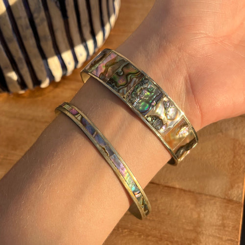Mexican silver Mother of Pearl bangles