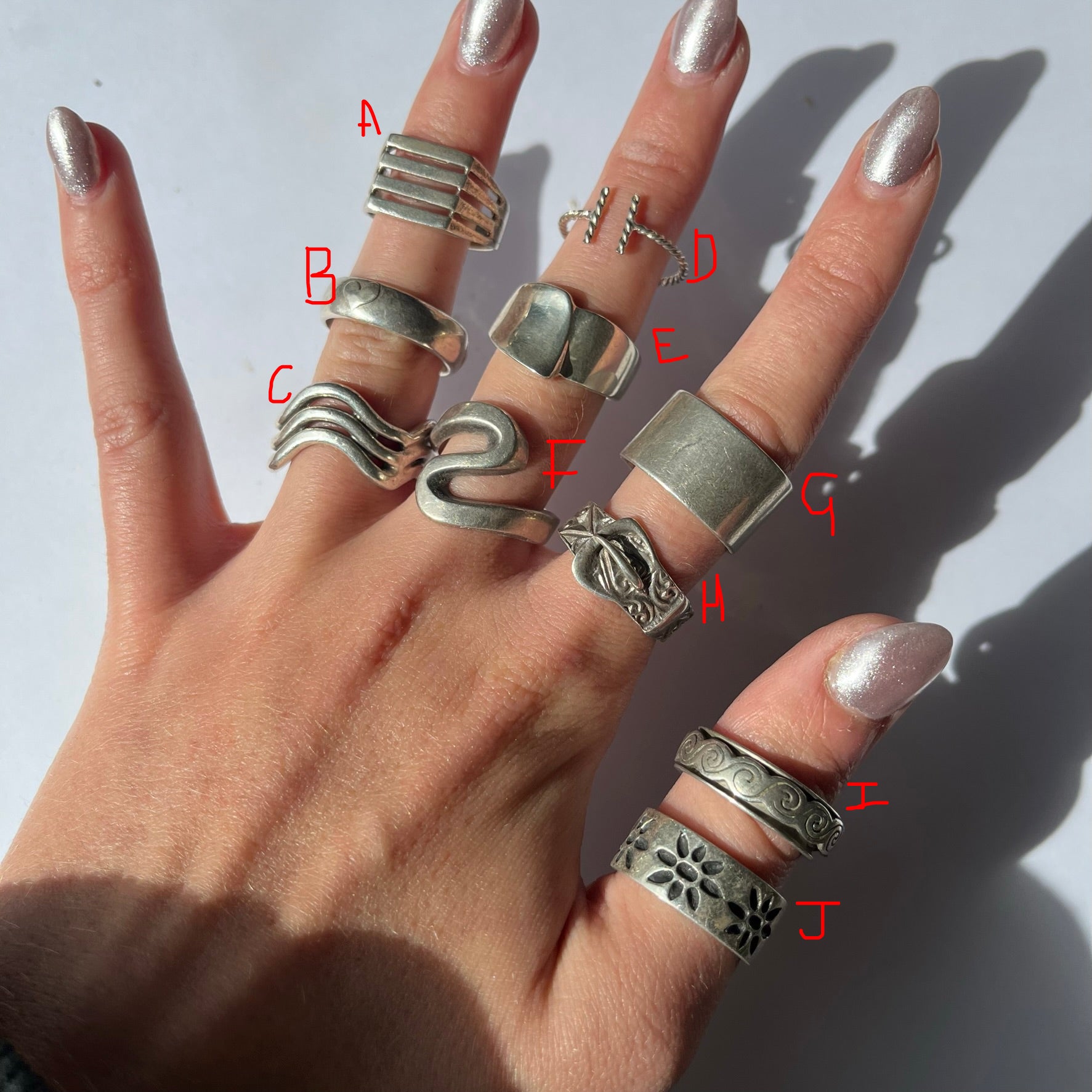 US 8 vintage 925 silver rings