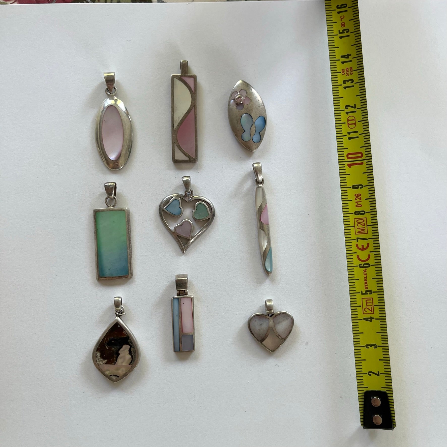 VINTAGE STERLING SILVER MOTHER OF PEARL PENDANTS