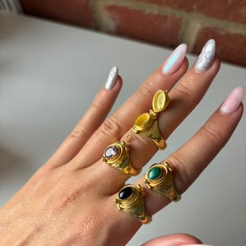 Garnet Gold Vermeil Locket Ring