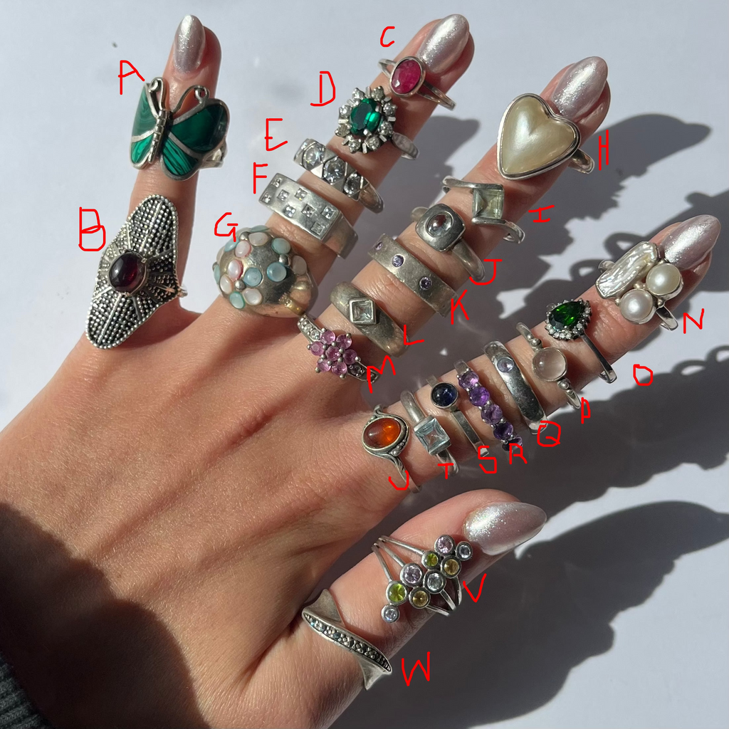 US 7  vintage 925 silver and semi precious rings  #2