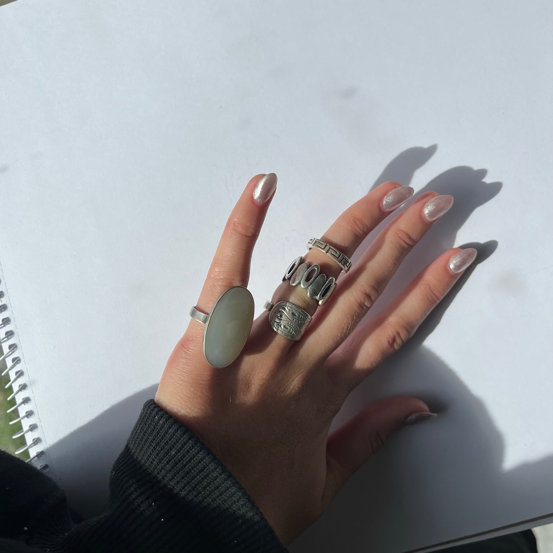US 5 vintage 925 silver and semi precious rings #3