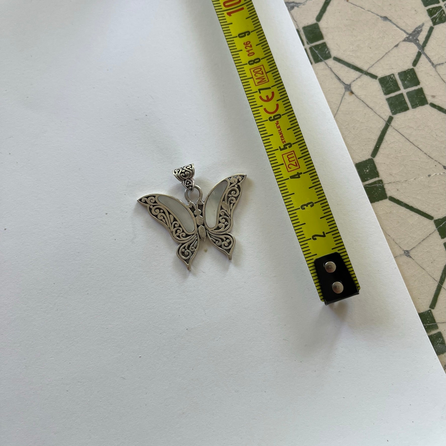 VINTAGE STERLING SILVER MOTHER OF PEARL BUTTERFLY