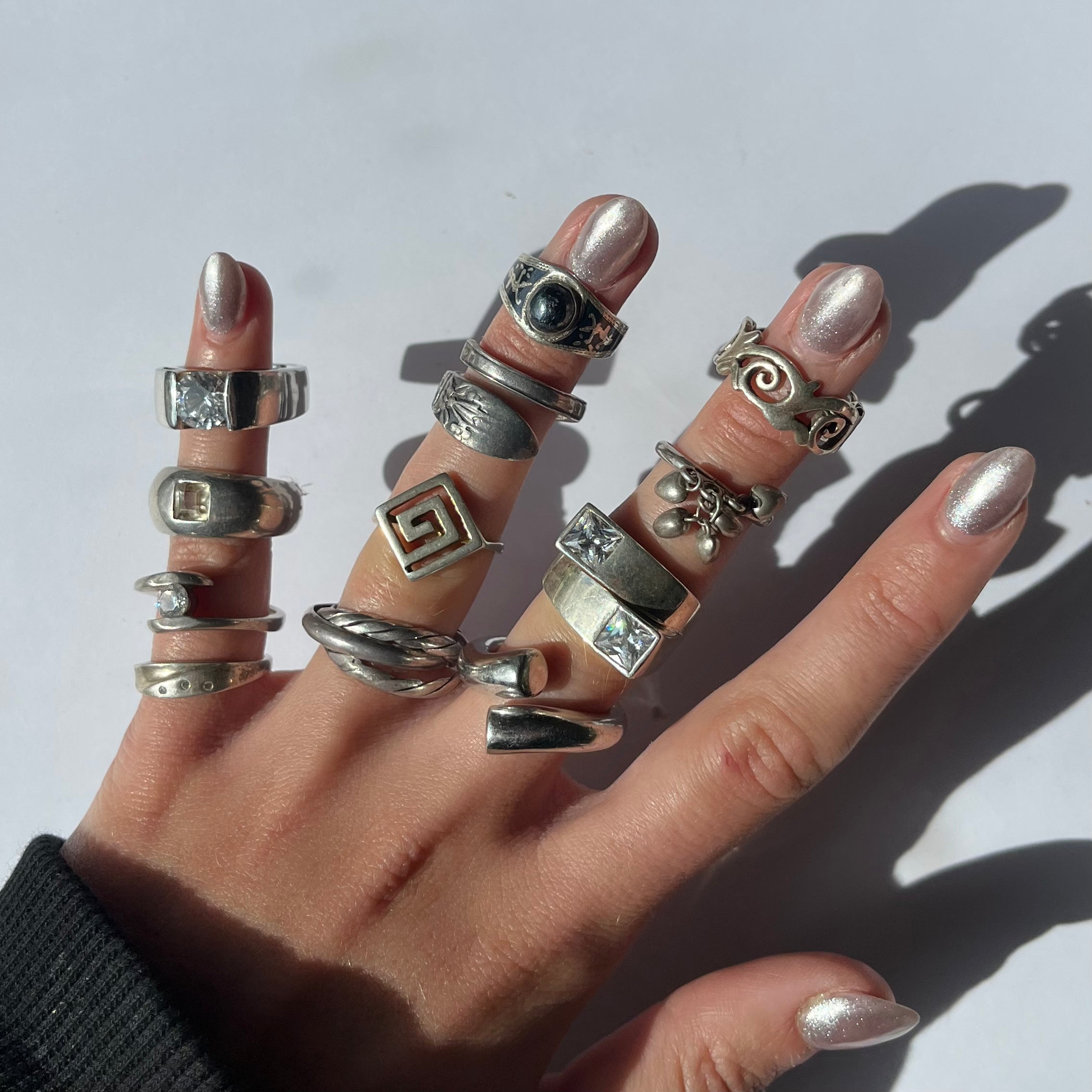 US 6 vintage 925 silver and semi precious rings #2