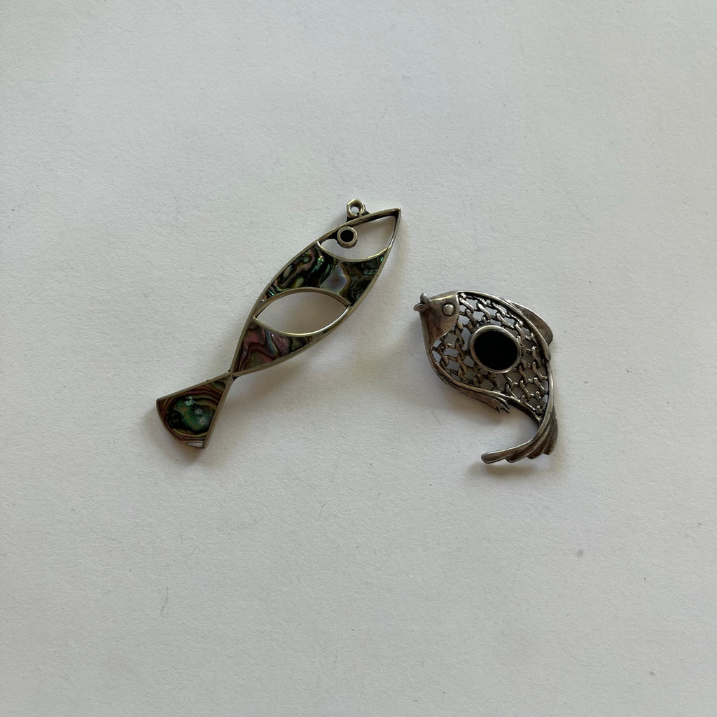 VINTAGE STERLING SILVER FISH PENDANTS