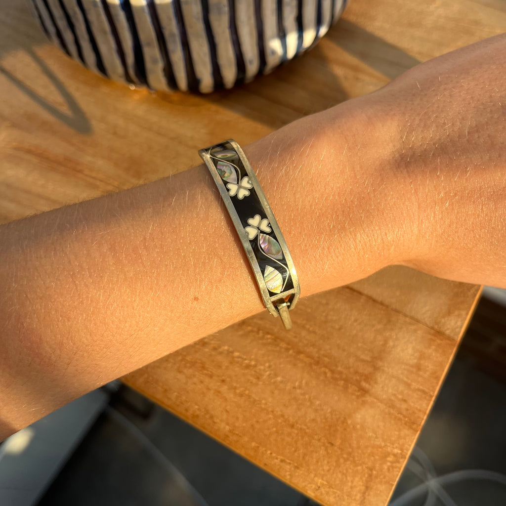 Mexican silver floral cuff