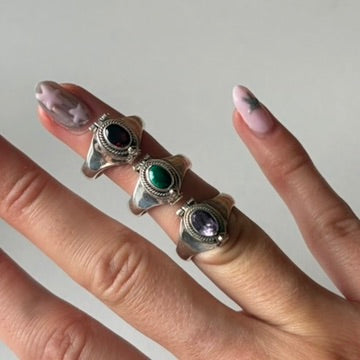 Amethyst Sterling Silver Locket Ring
