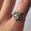 Vintage 'sister' with rose quarts ring US 8.5