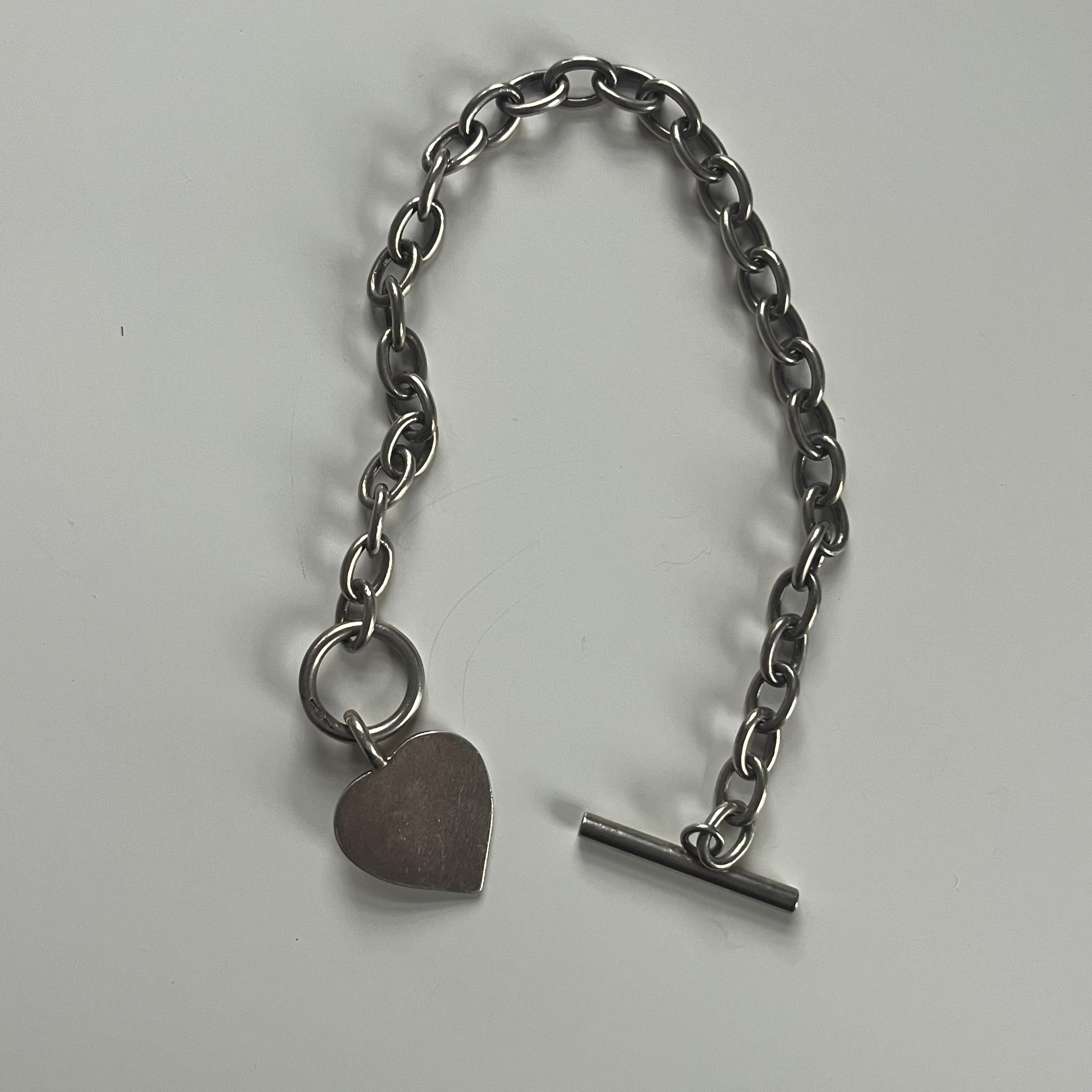 Vintage T bar heart charm bracelet