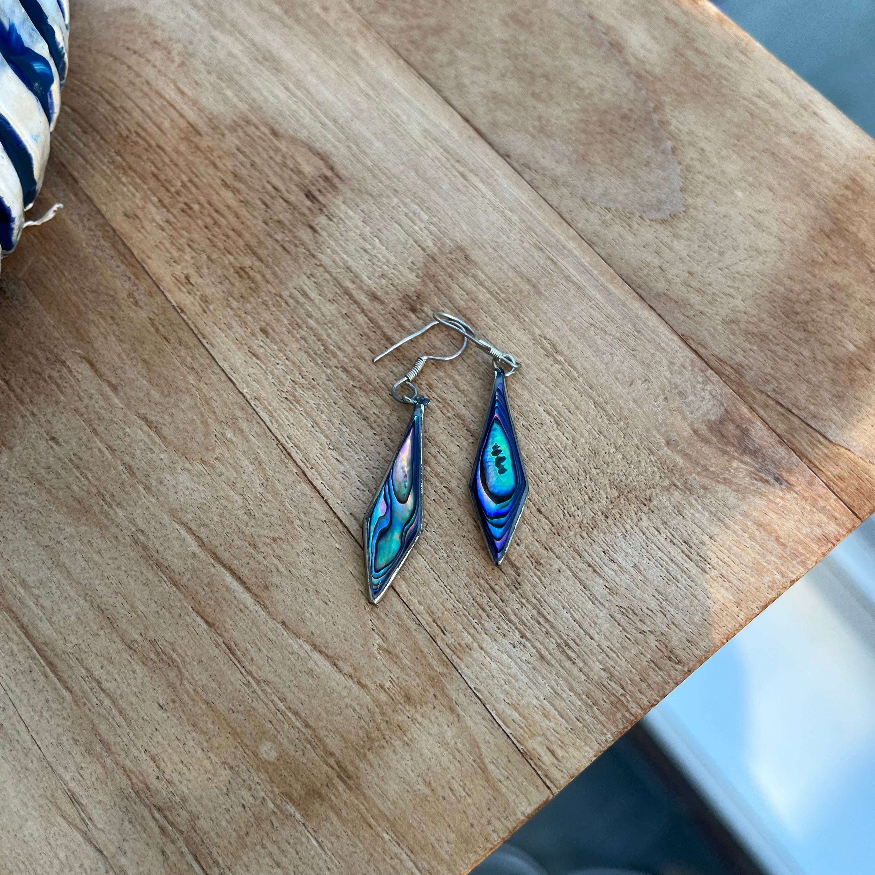 Vintage Mexican silver abalone earrings #6