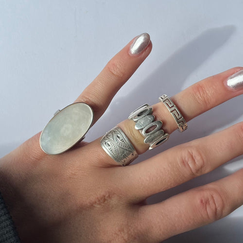 US 5 vintage 925 silver and semi precious rings #3