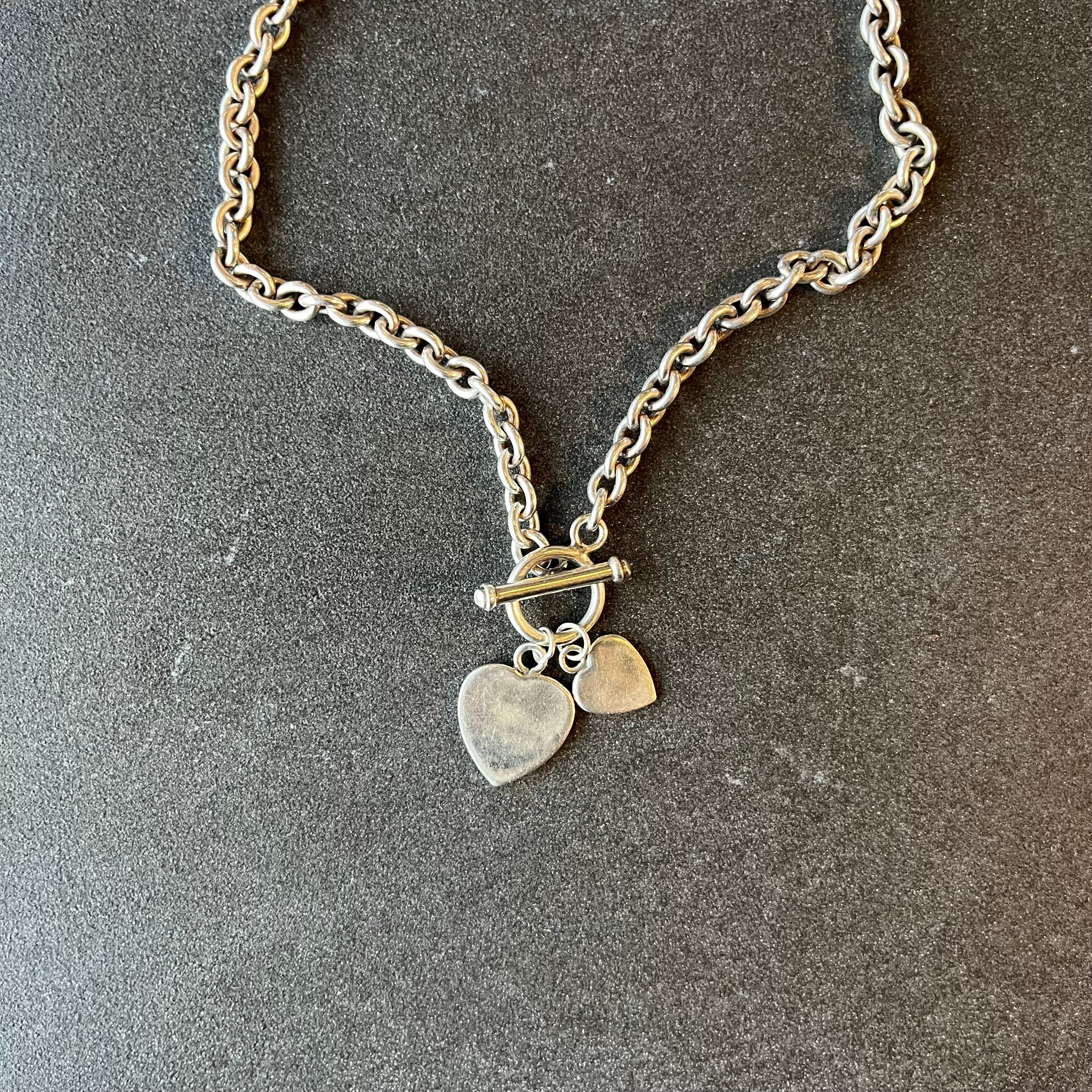 Vintage T bar heart charm necklace