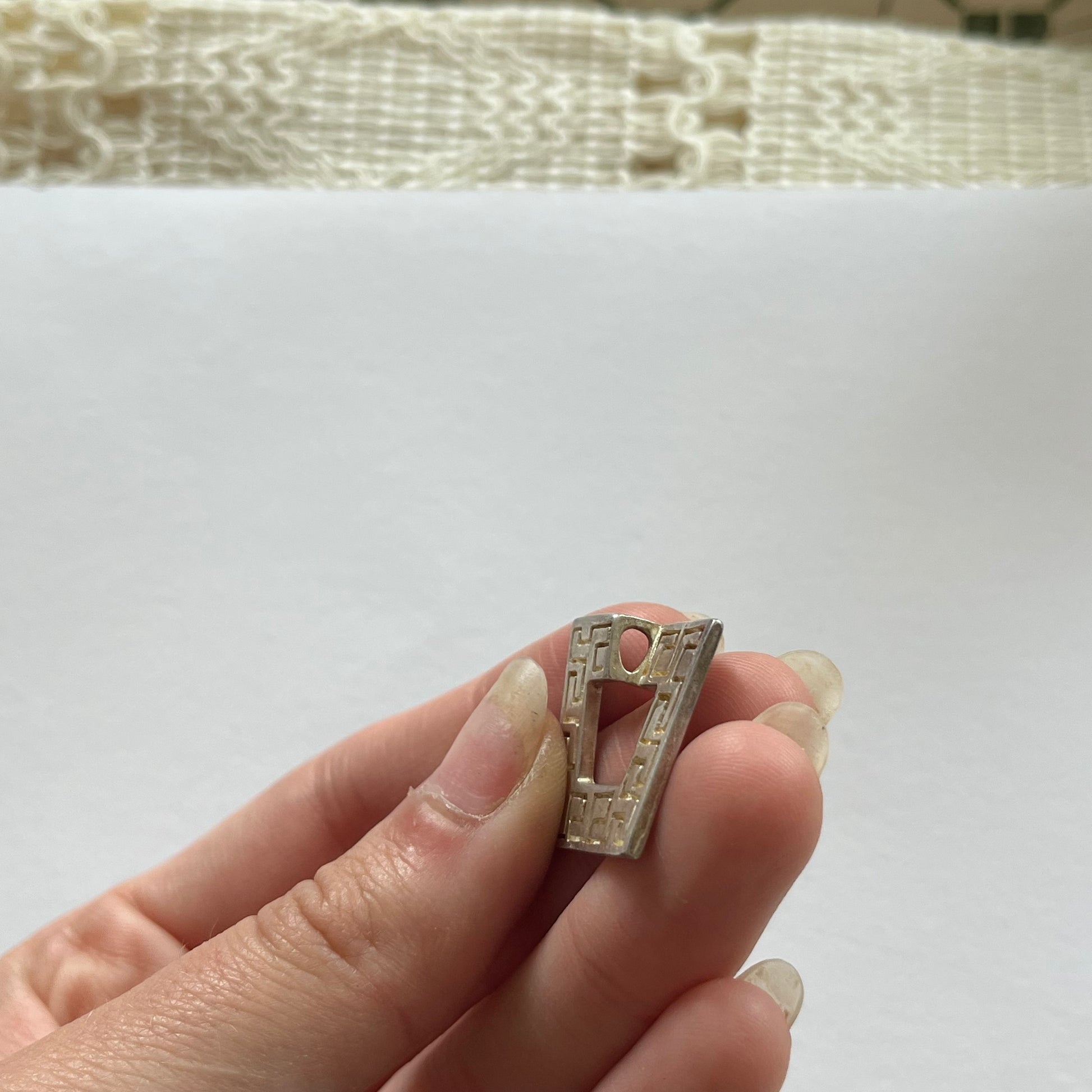 VINTAGE STERLING SILVER GREEK CUTOUT PENDANT