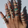 US 8 vintage 925 silver semi precious rings
