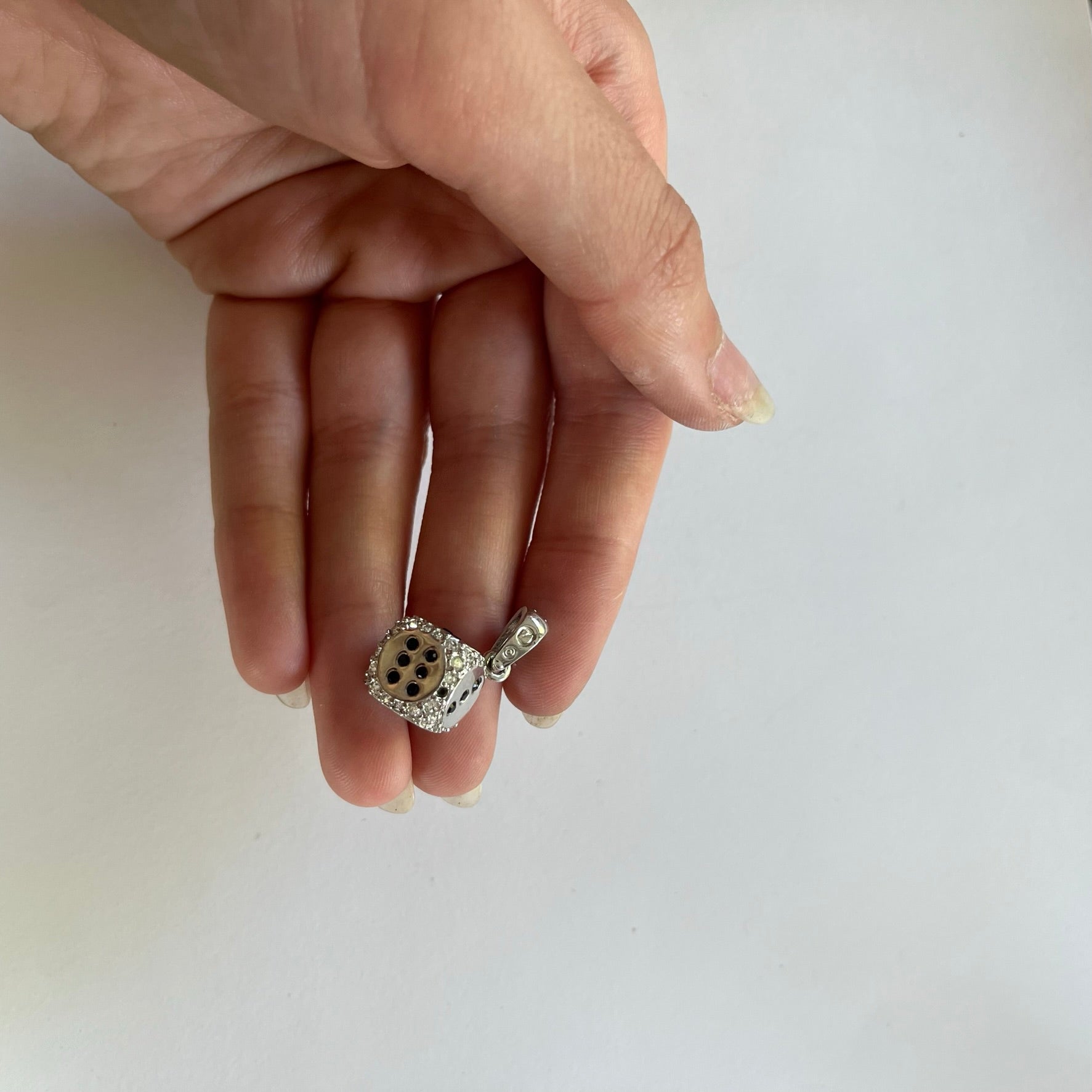 VINTAGE STERLING SILVER SWAROVSKI DICE PENDANT