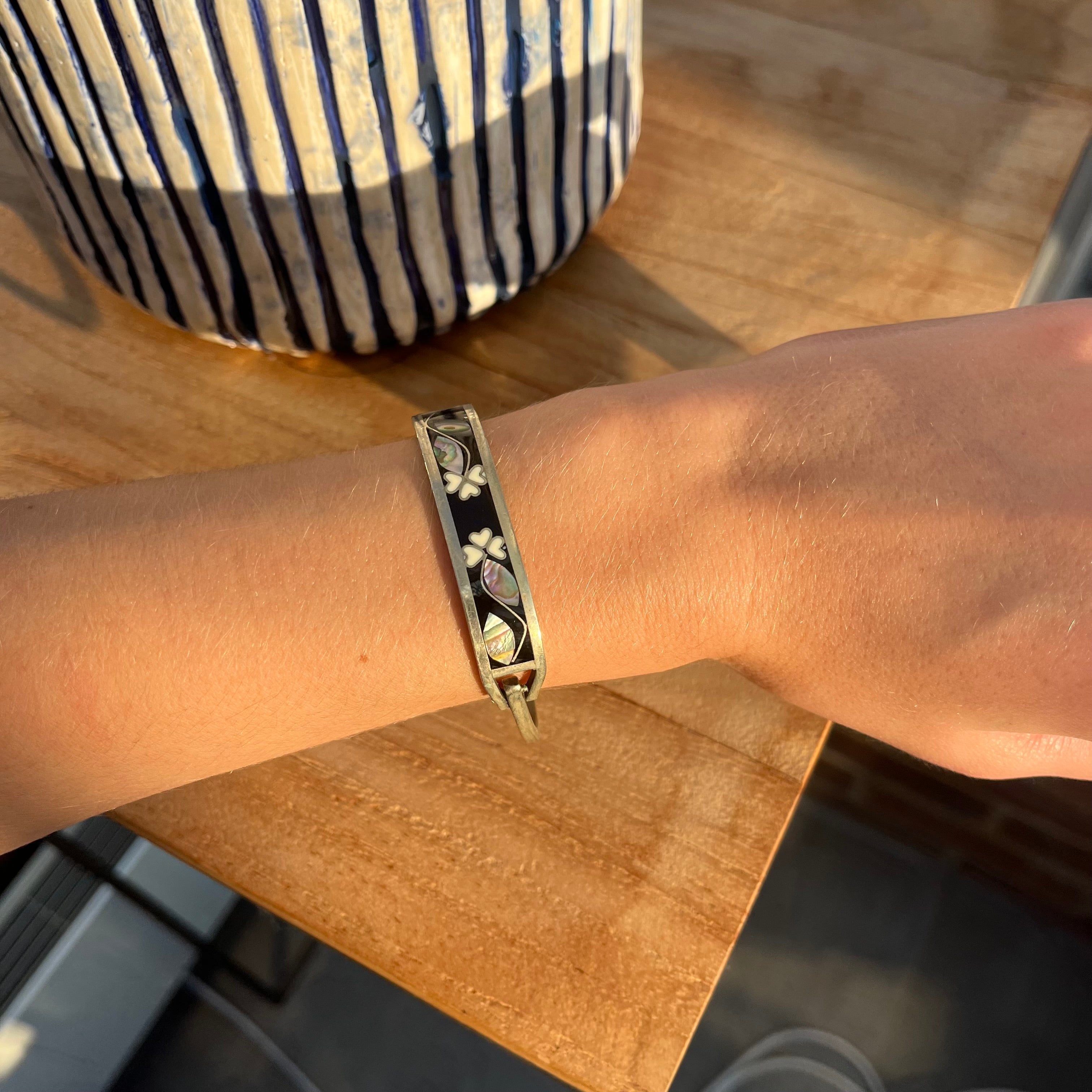 Mexican silver floral cuff