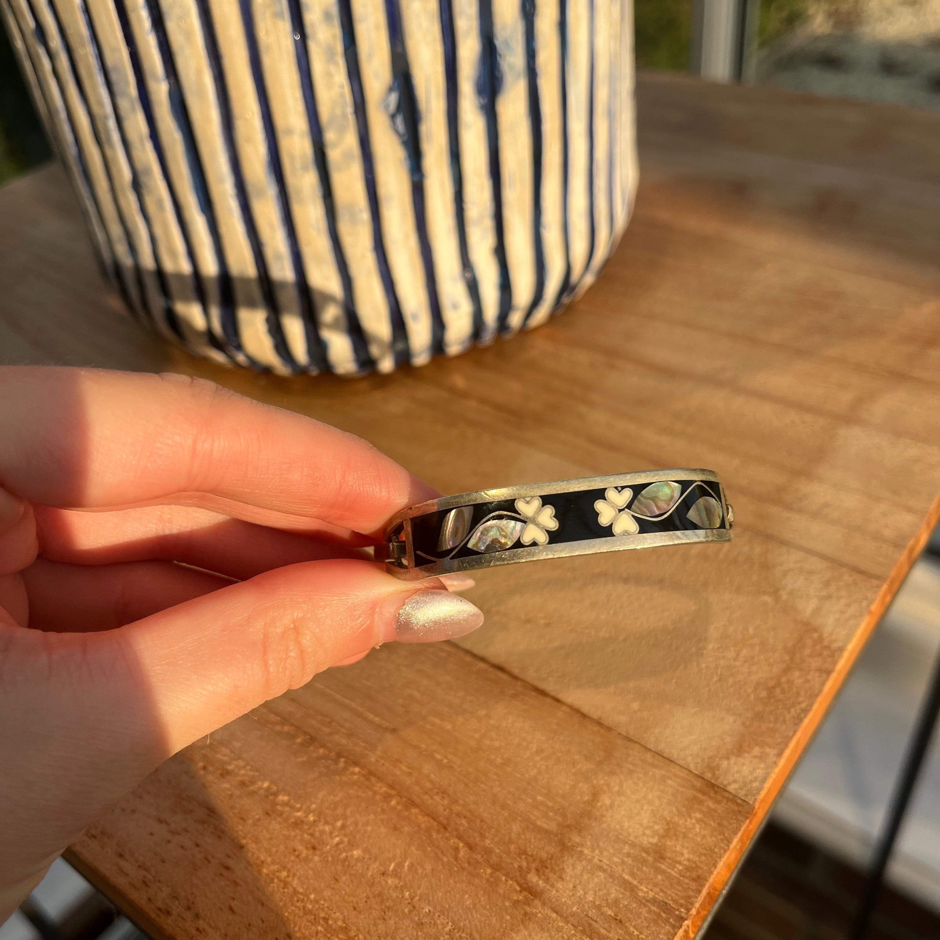 Mexican silver floral cuff