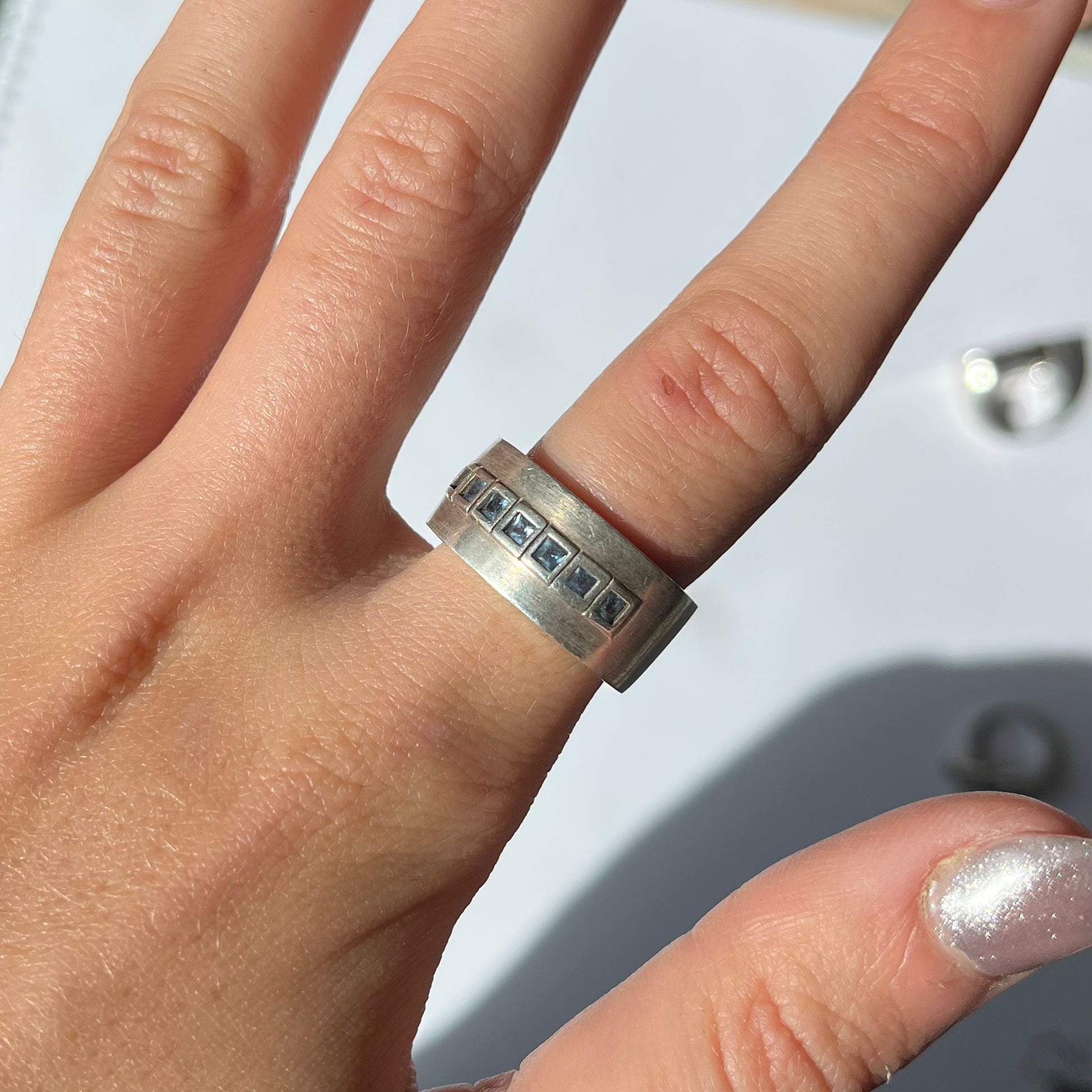 vintage topaz HEAVY 925 silver ring US 6.5