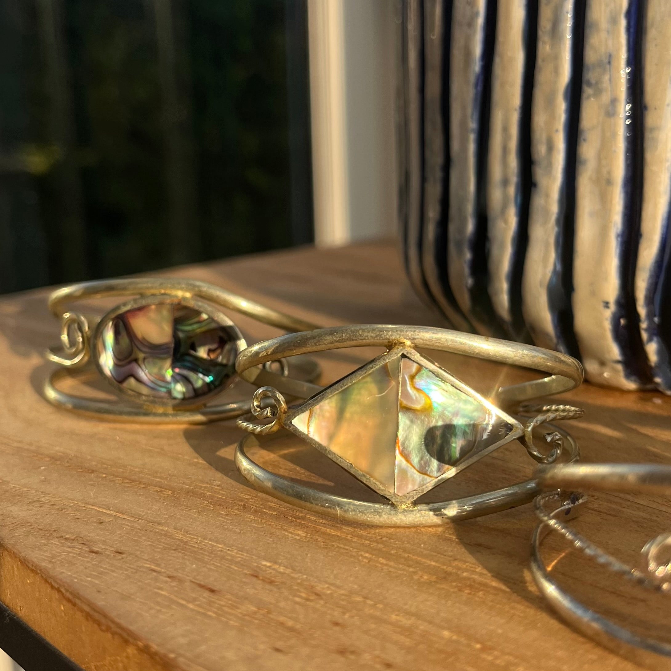 Vintage mother of pearl cuff bracelets