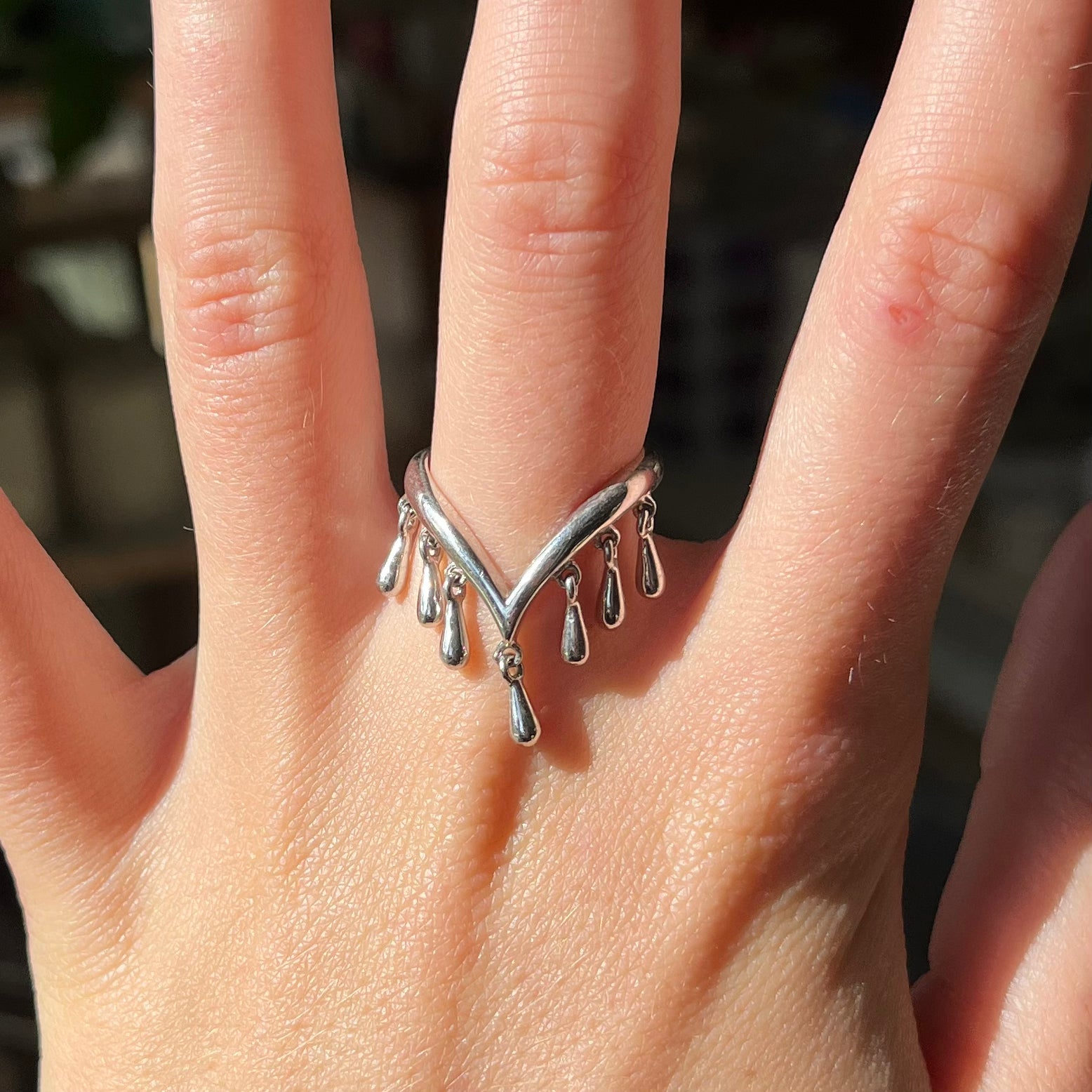 vintage US 6 droplet 925 silver ring