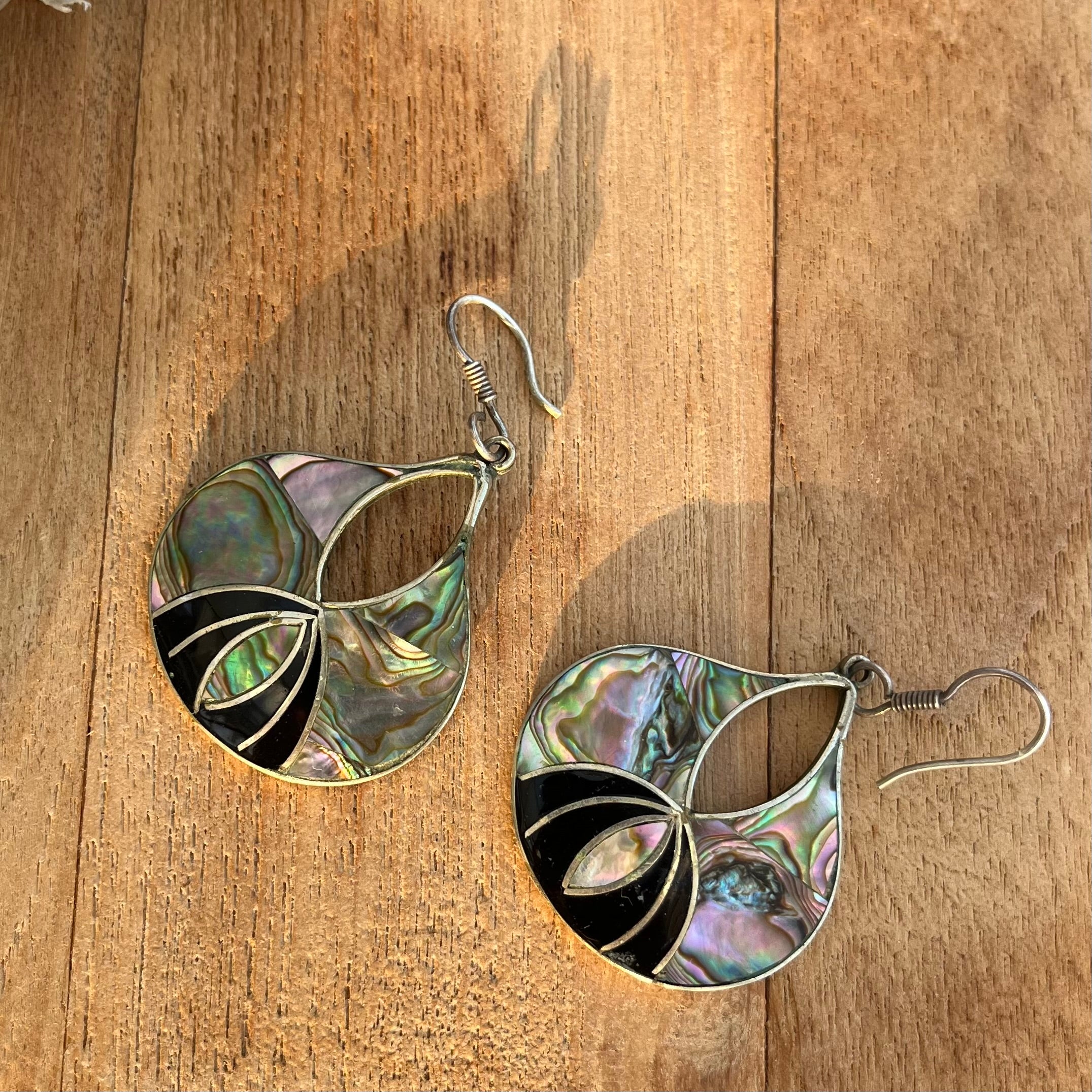 Vintage Mexican silver abalone earrings #5