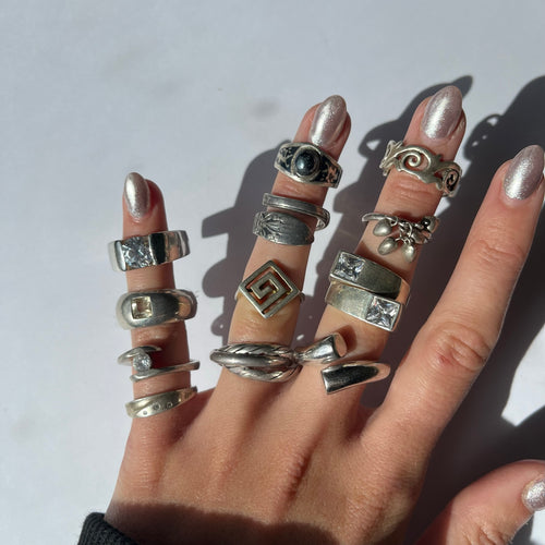 US 6 vintage 925 silver and semi precious rings #2