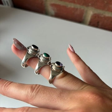 Garnet Sterling Silver Locket Ring