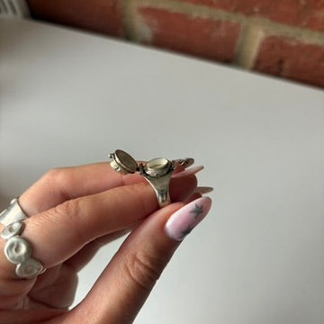 Garnet Sterling Silver Locket Ring
