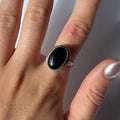 vintage locket poison ring with onyx stone US 6.5