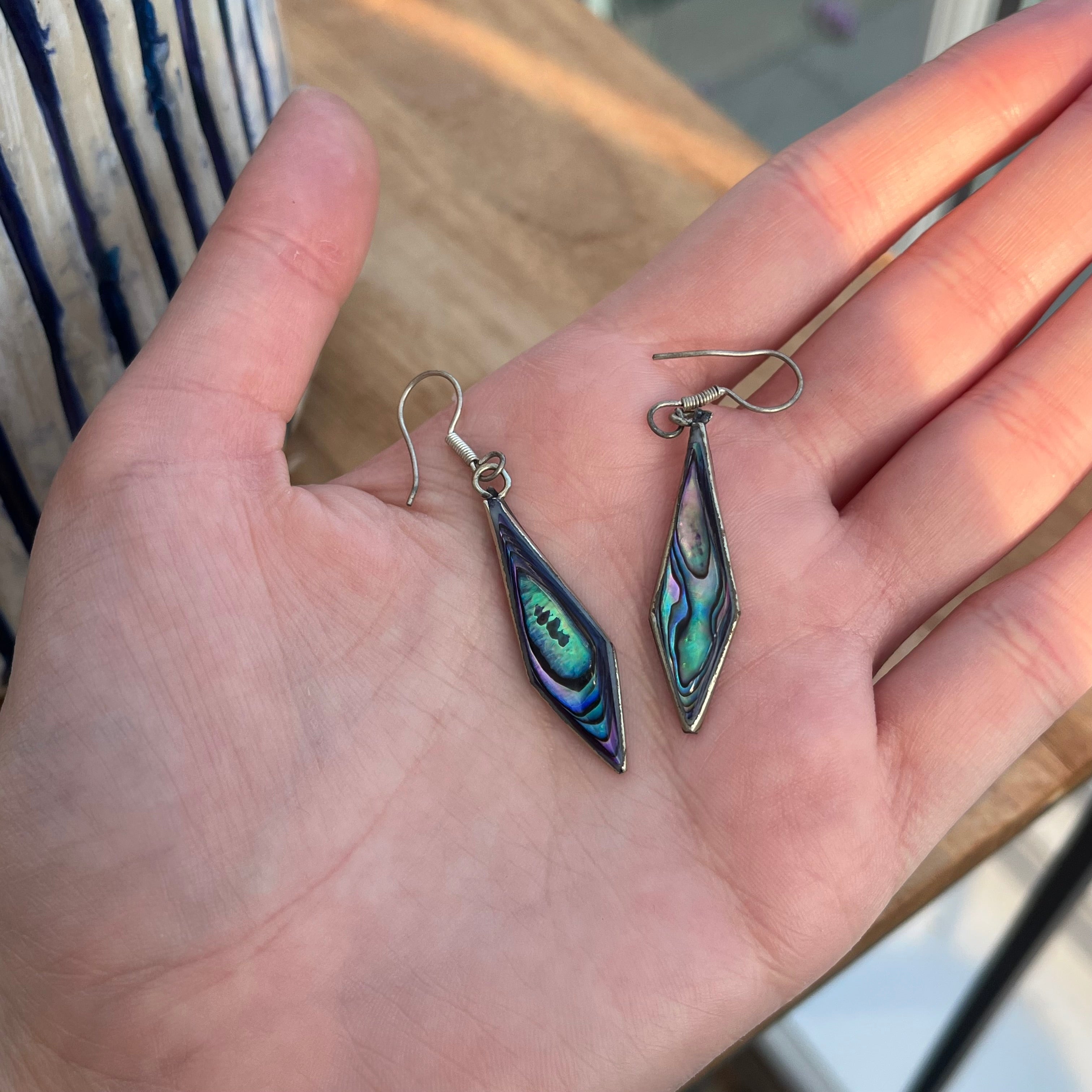 Vintage Mexican silver abalone earrings #6