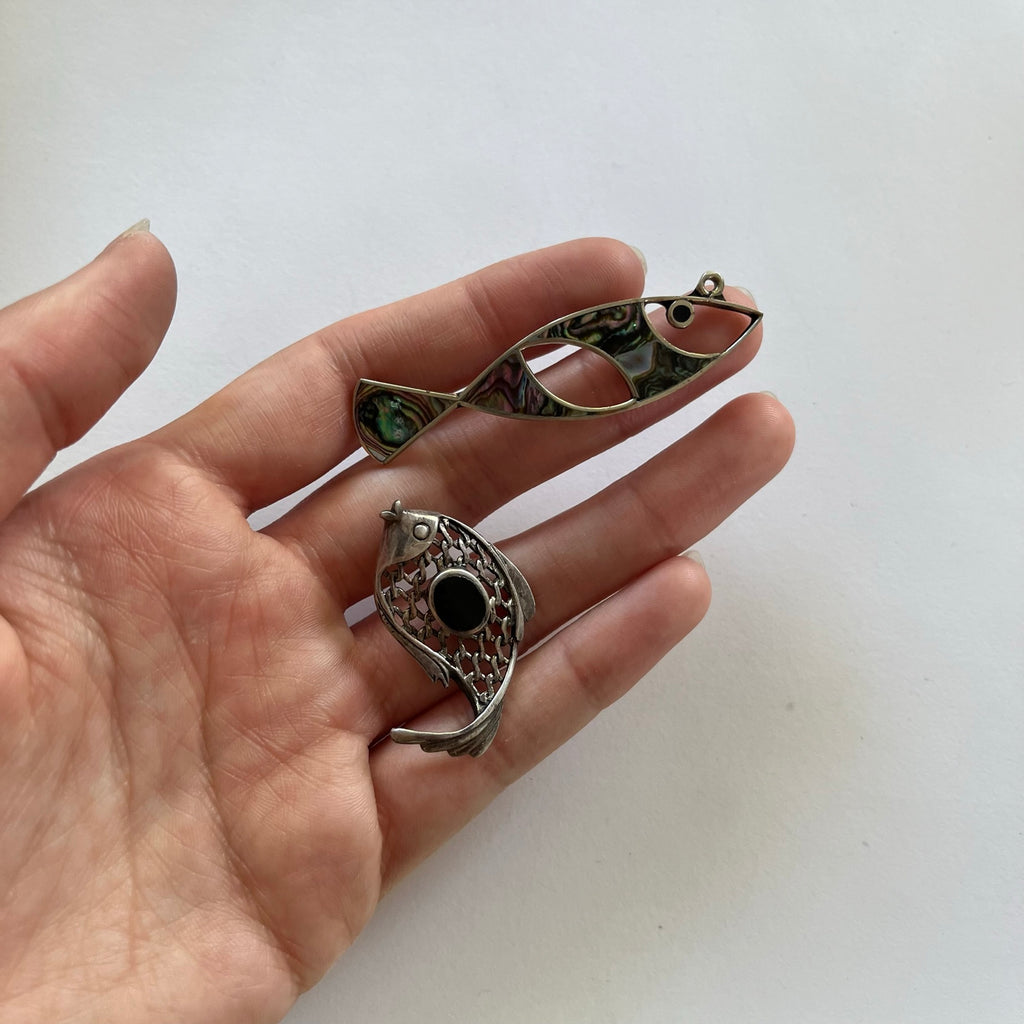 VINTAGE STERLING SILVER FISH PENDANTS