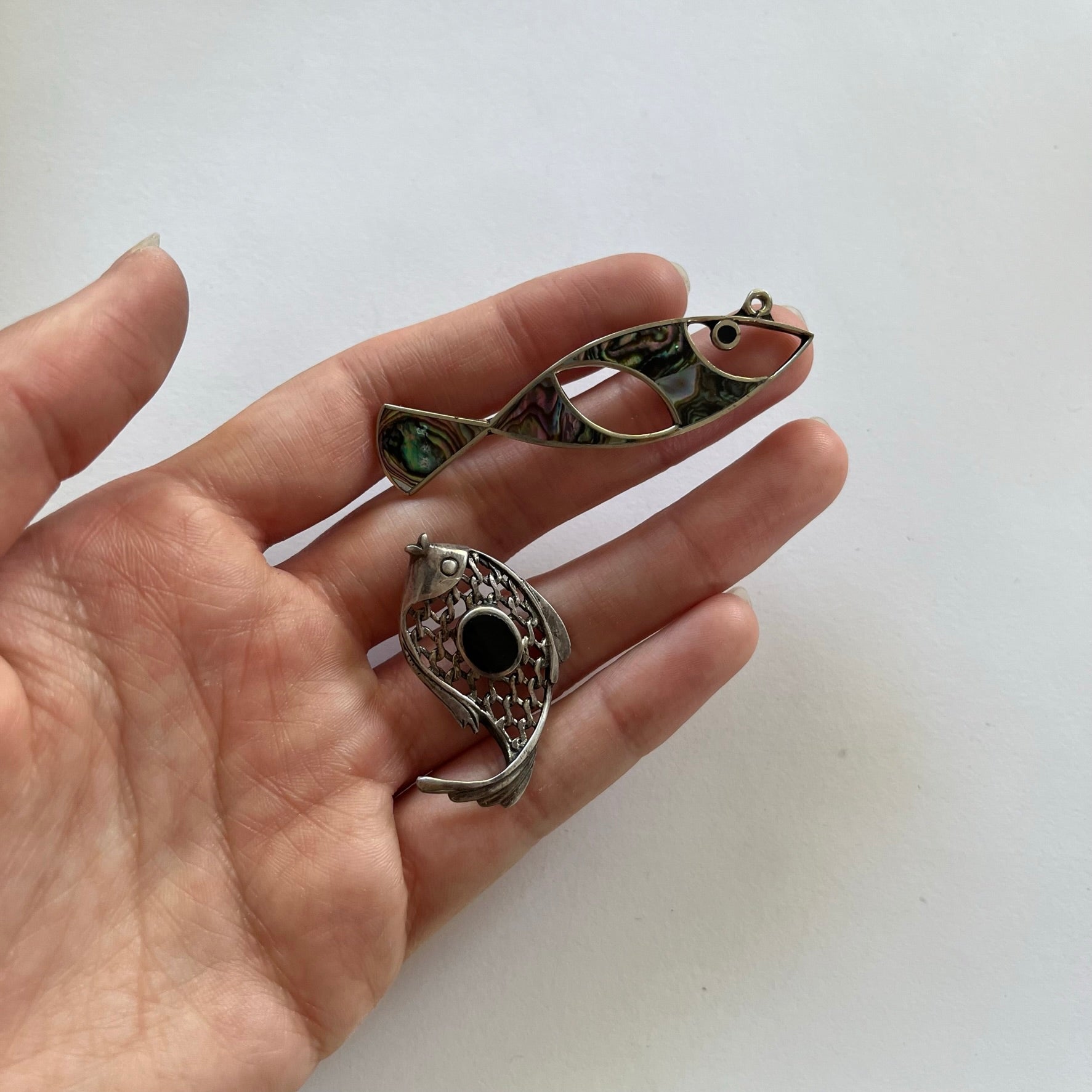 VINTAGE STERLING SILVER FISH PENDANTS