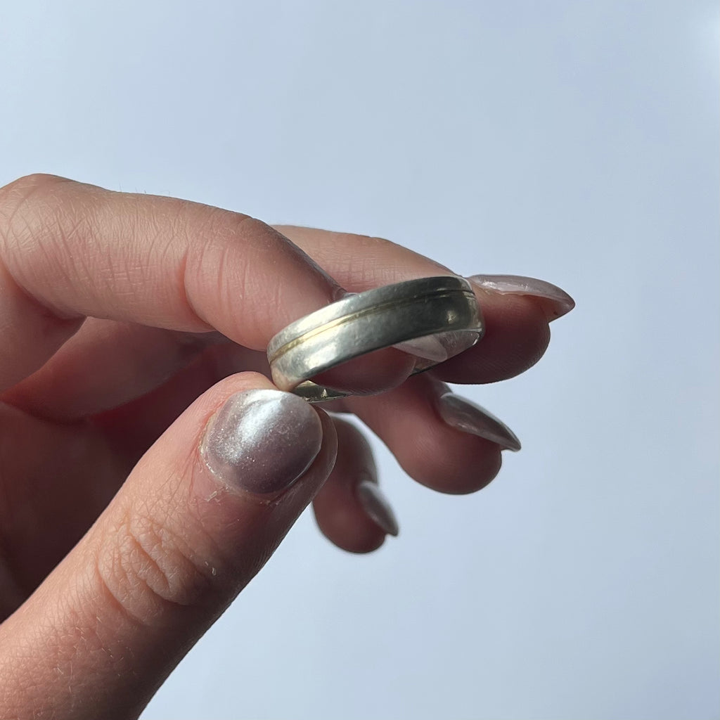 Vintage mens 9k gold + 925 silver band US 10