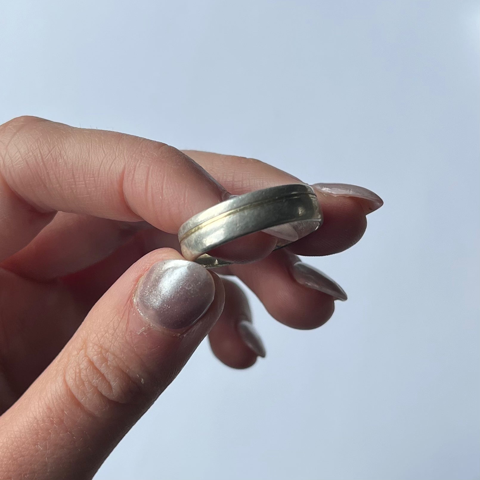 Vintage mens 9k gold + 925 silver band US 10