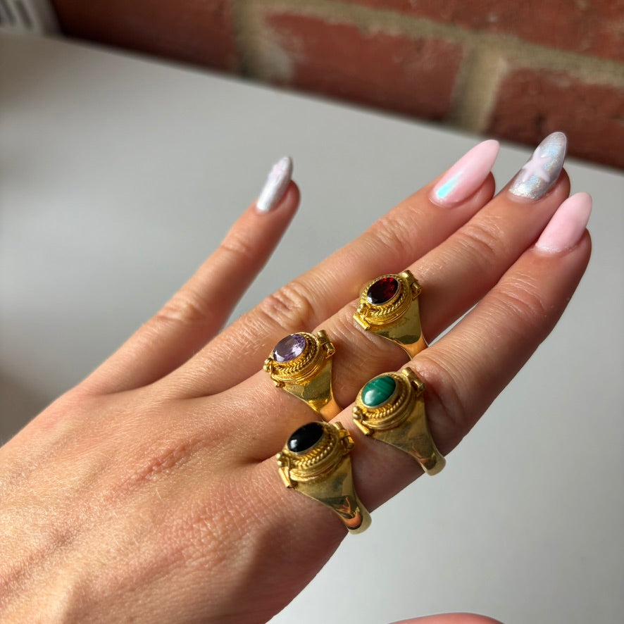 Garnet Gold Vermeil Locket Ring