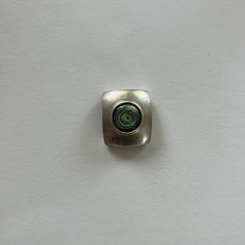 SQUARE VINTAGE STERLING SILVER PENDANT WITH ABALONE CENTRE