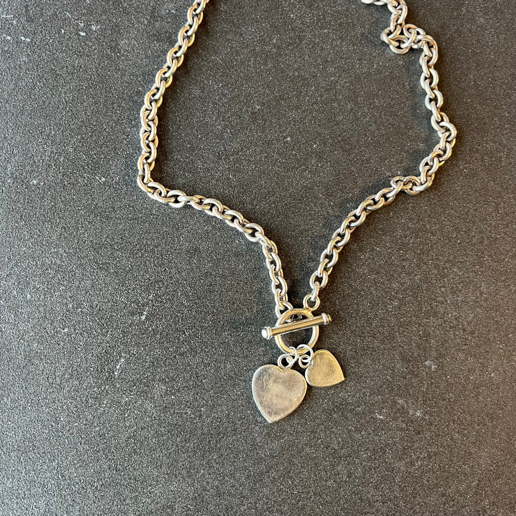 Vintage T bar heart charm necklace