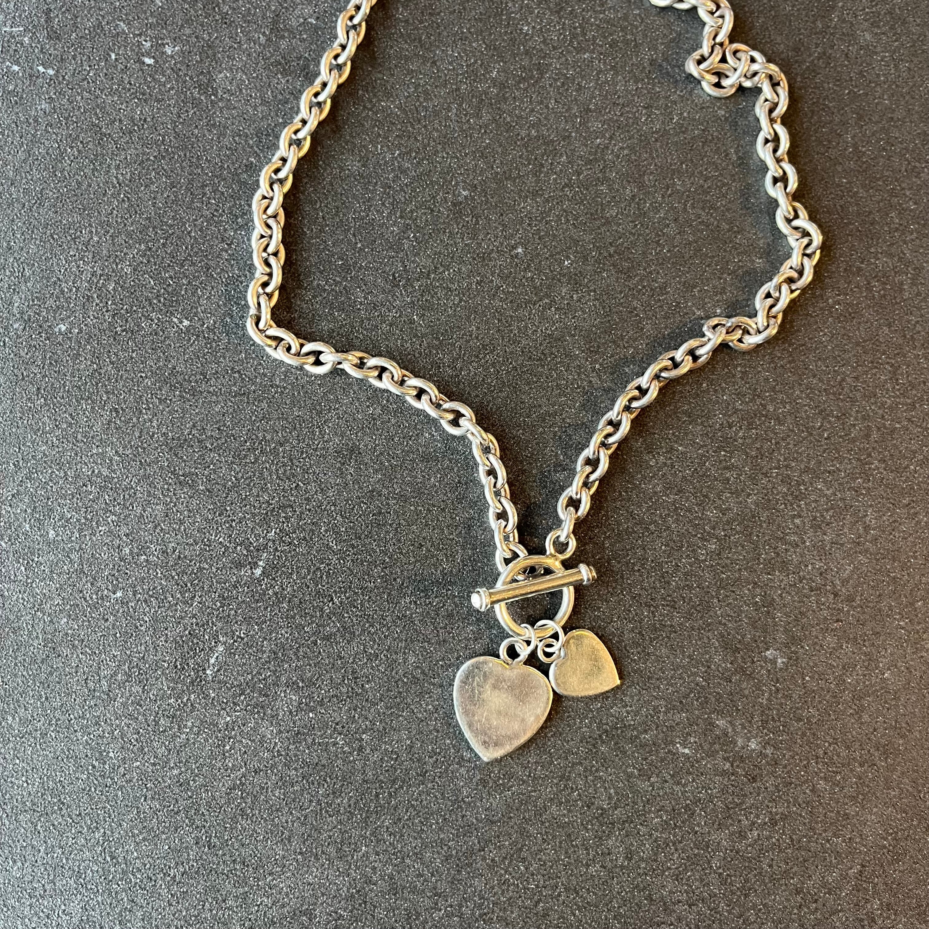 Vintage T bar heart charm necklace