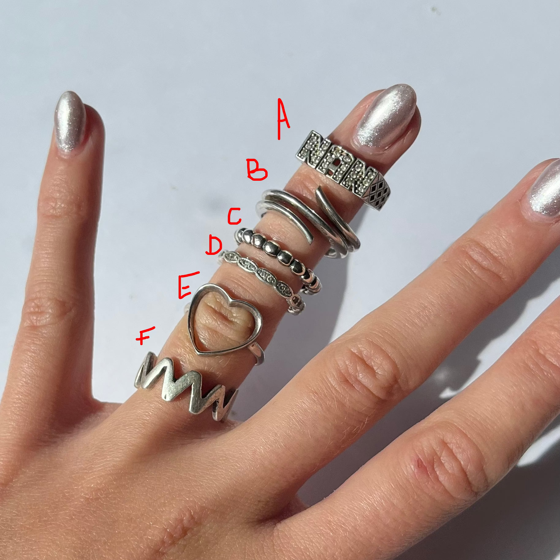 US 6 vintage 925 silver and semi precious rings #1