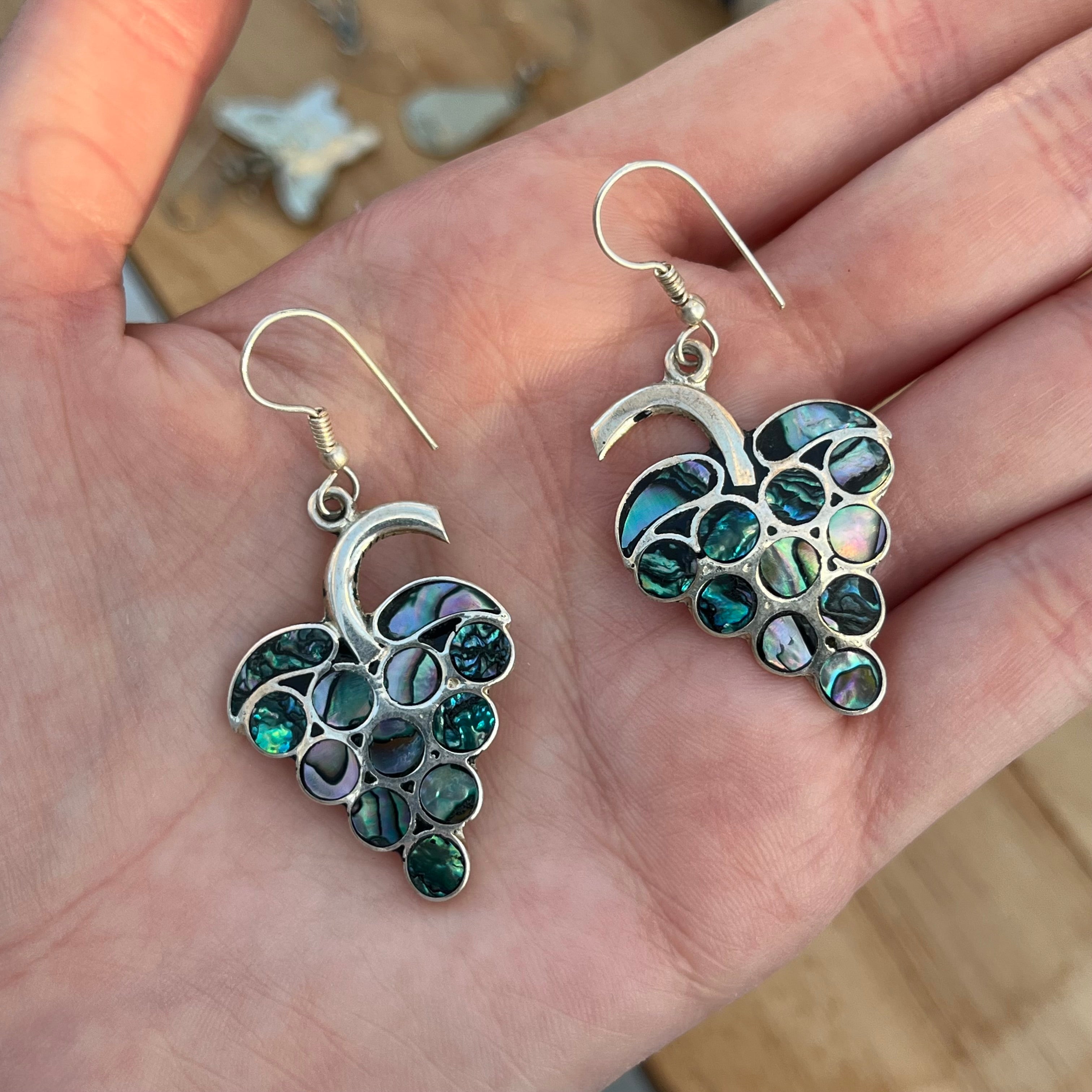 Vintage Mexican silver abalone earrings #7