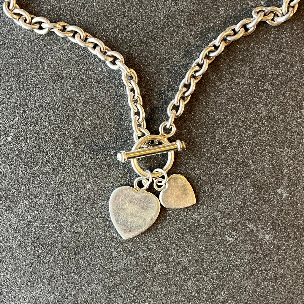 Vintage T bar heart charm necklace