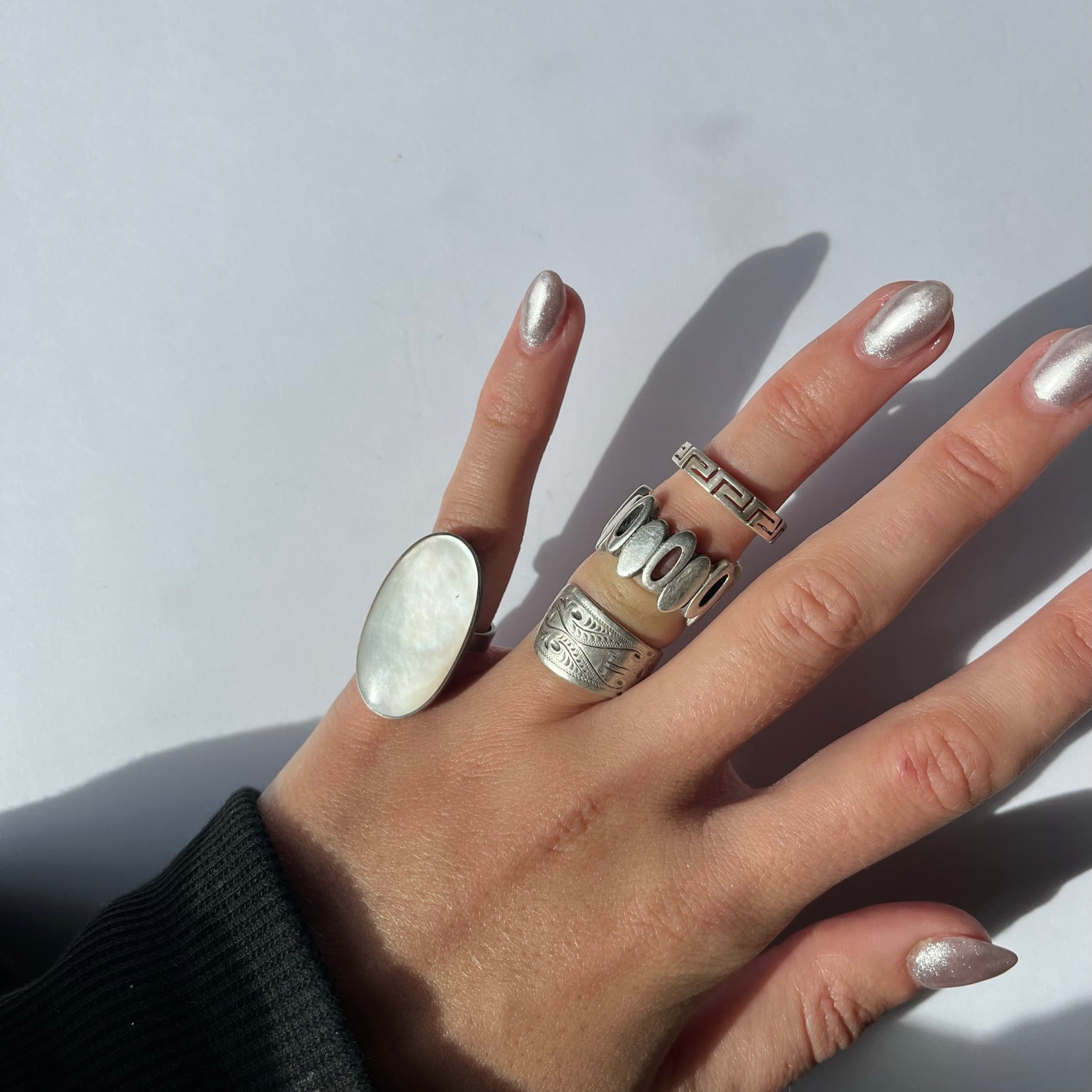US 5 vintage 925 silver and semi precious rings #3