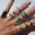 US 7.5  vintage 925 silver and semi precious rings