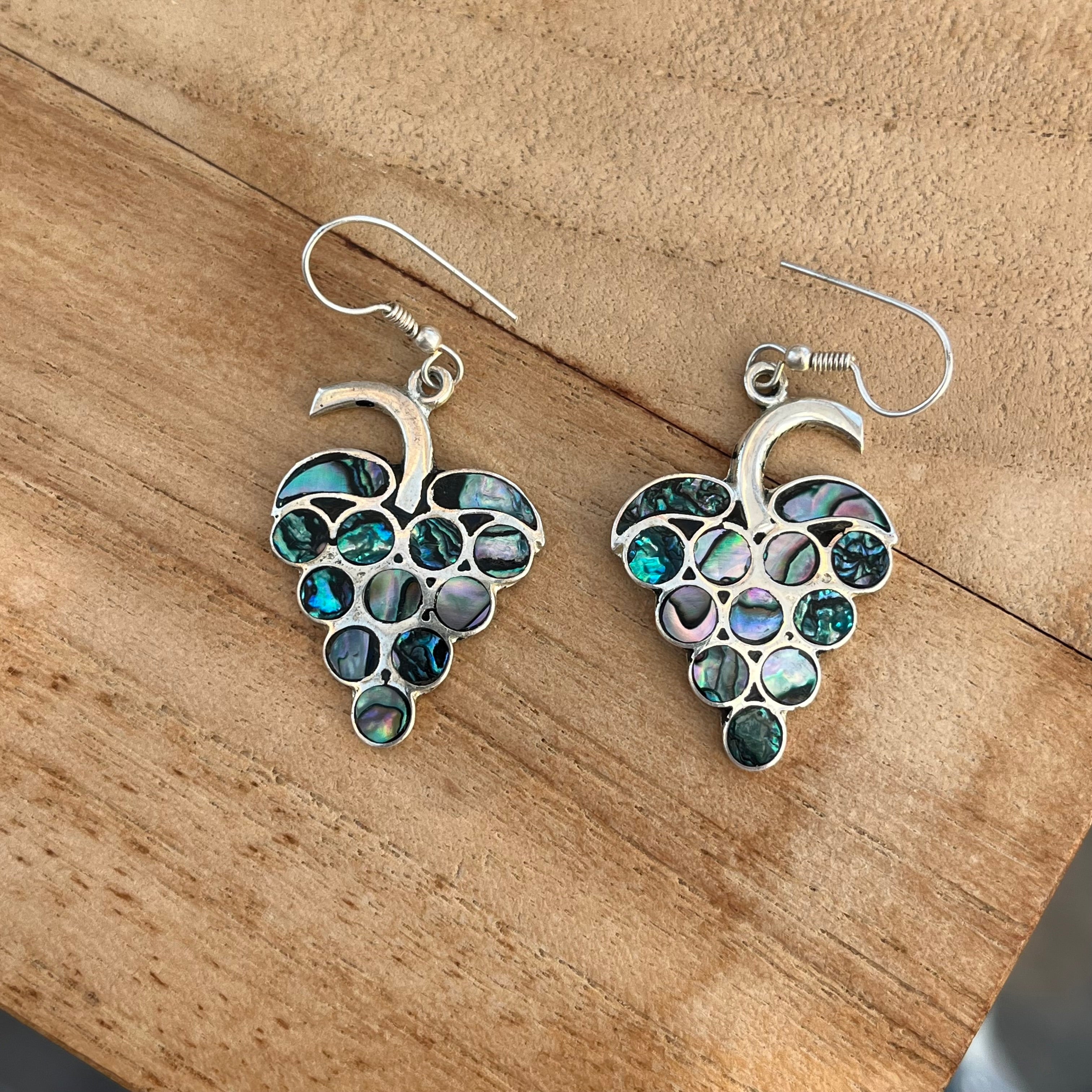 Vintage Mexican silver abalone earrings #7