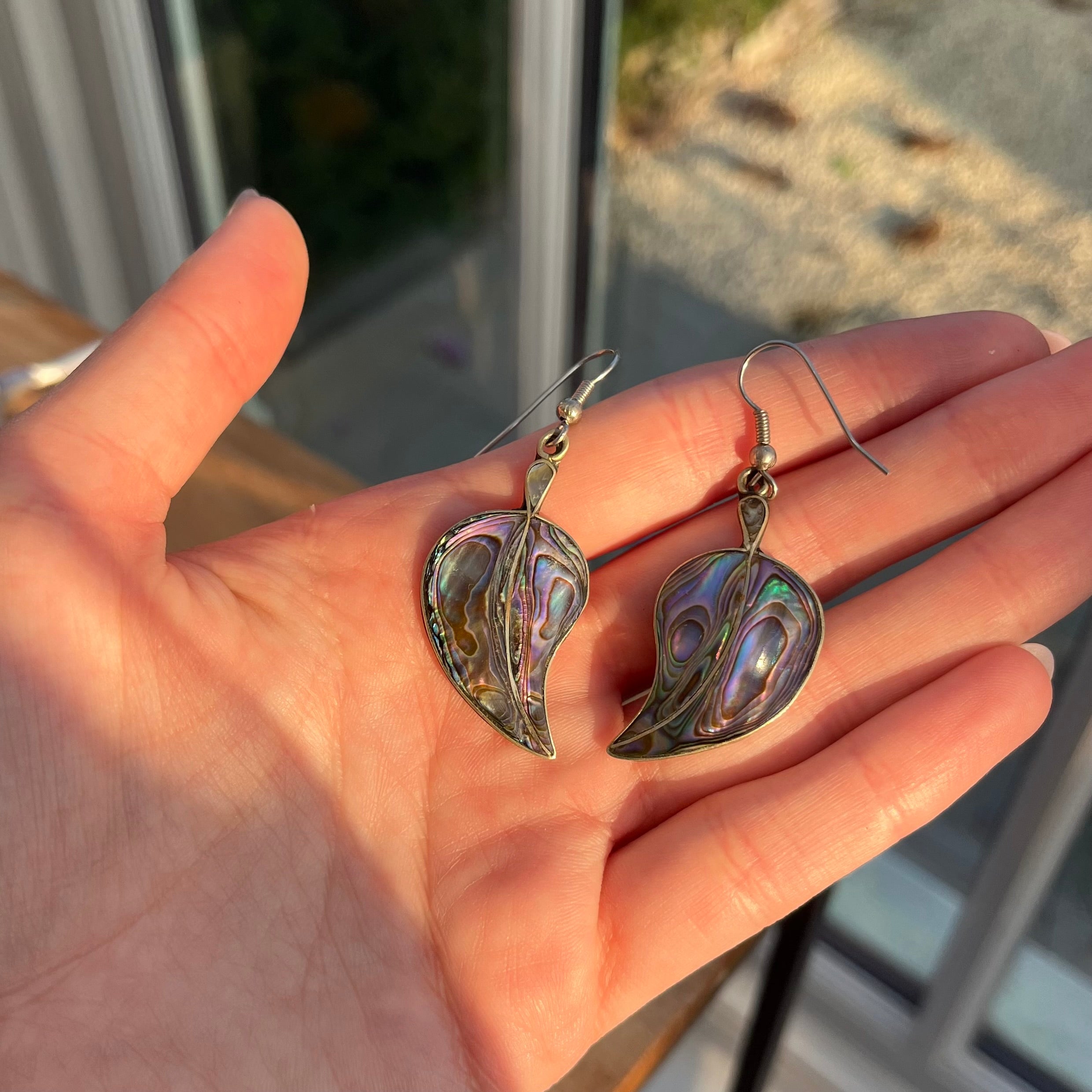 Vintage Mexican silver abalone earrings #4