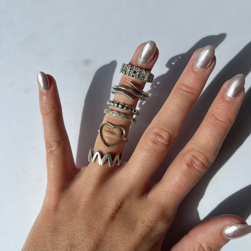 US 6 vintage 925 silver and semi precious rings #1