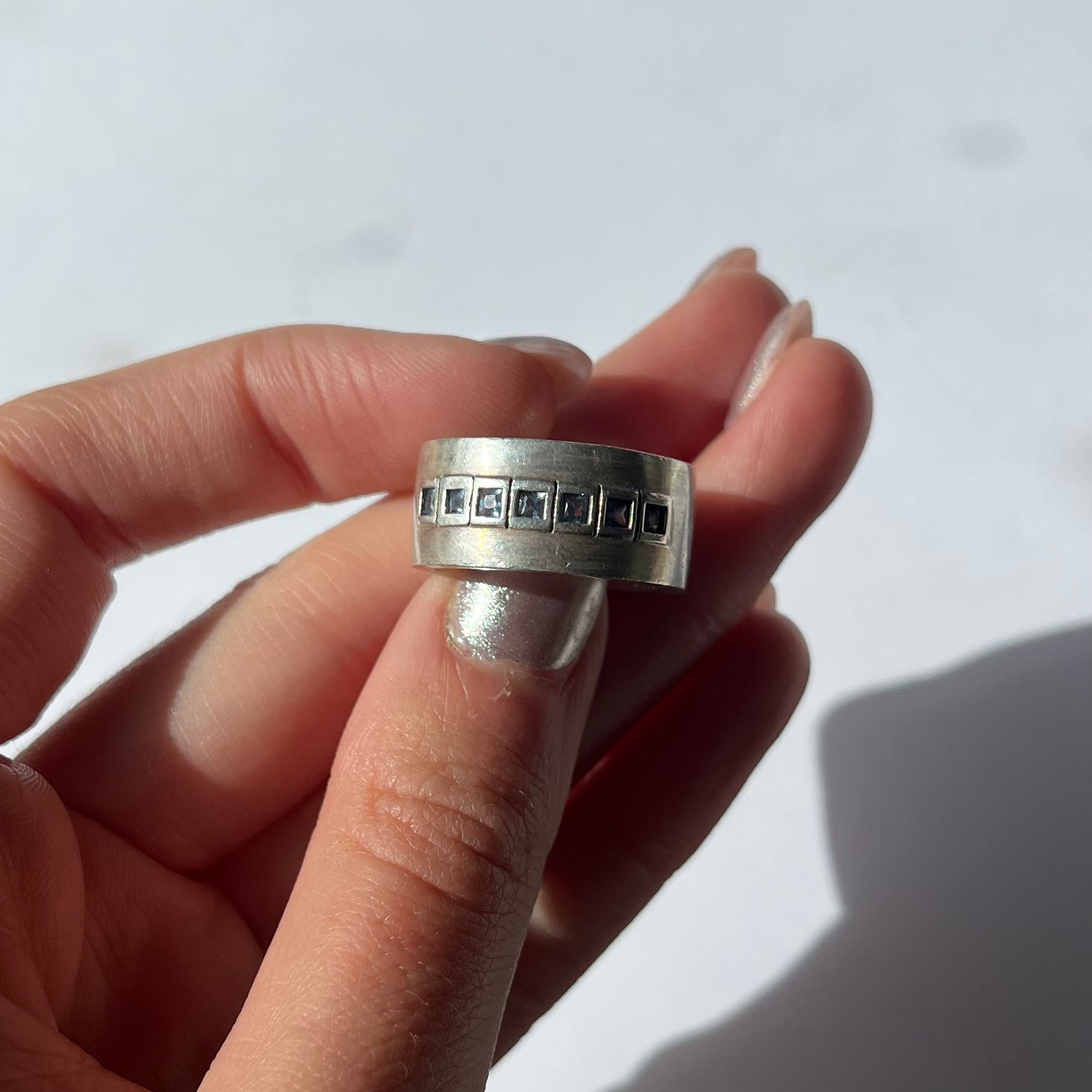 vintage topaz HEAVY 925 silver ring US 6.5