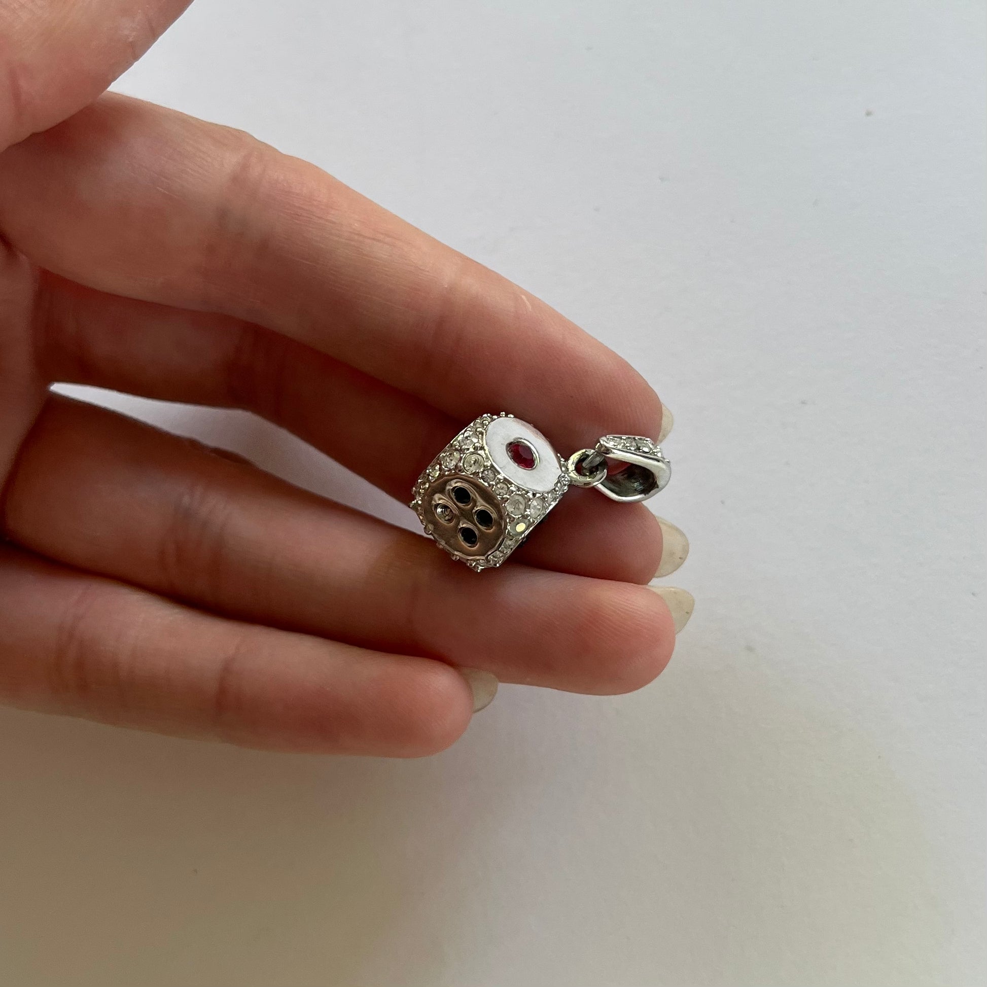 VINTAGE STERLING SILVER SWAROVSKI DICE PENDANT