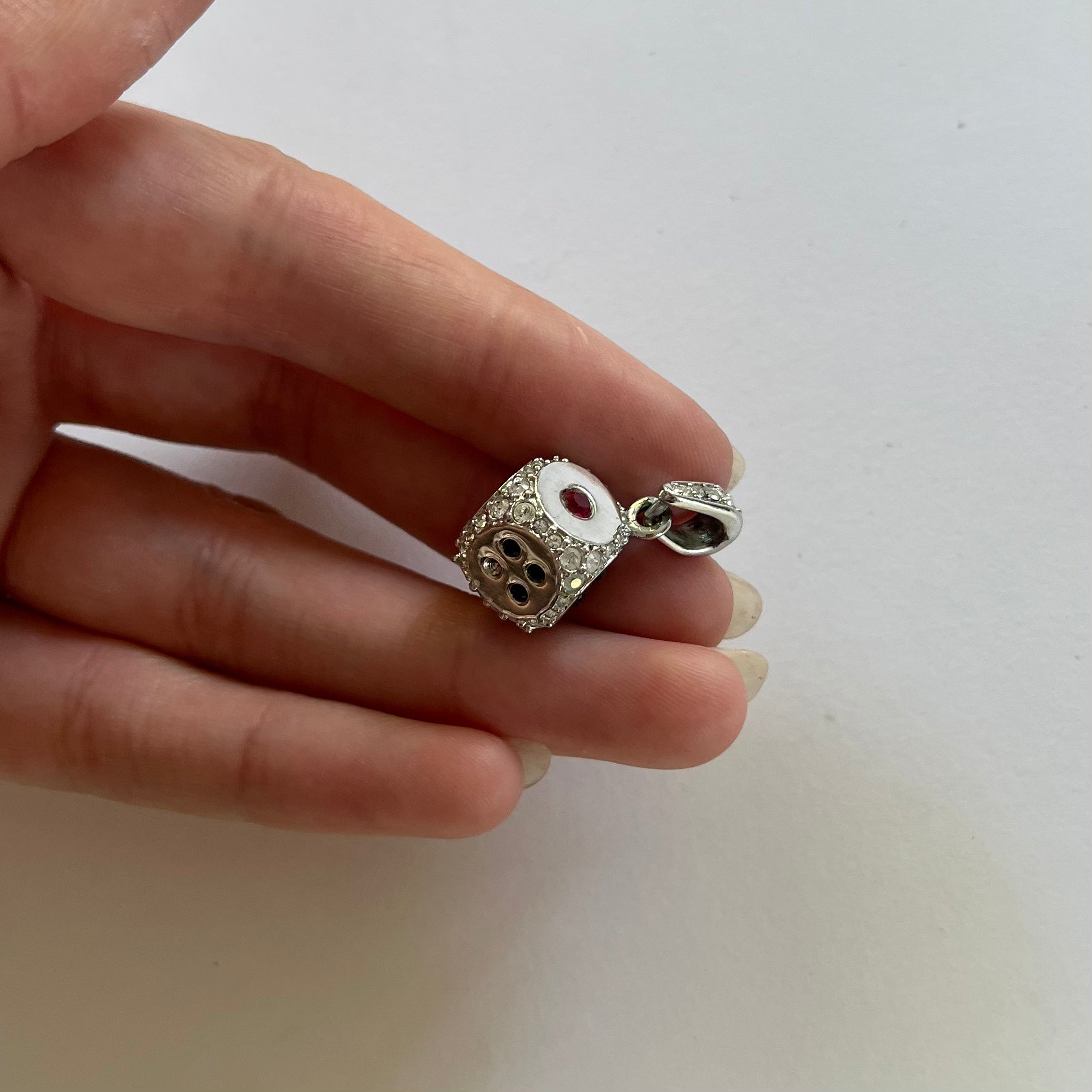 VINTAGE STERLING SILVER SWAROVSKI DICE PENDANT